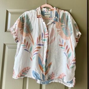 SOLD Cynthia Rowley Tropical Print Linen Button-Up Shirt